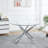 Round Dining Table With Cross Metal Leg And Glass Top-1396574355