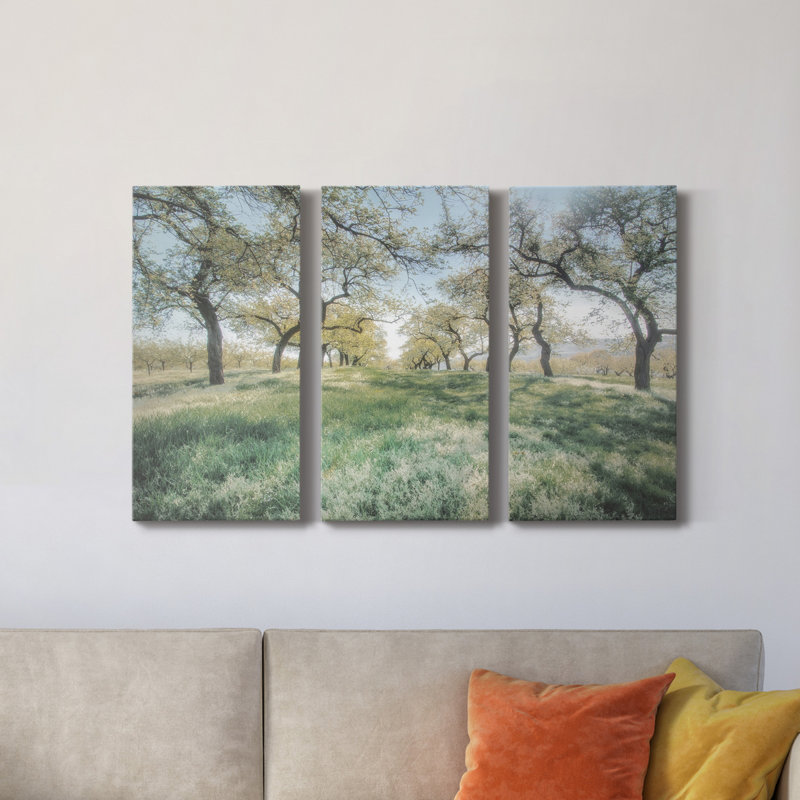 Charmante humeur printanière - ensemble de 3 photographies sur toile tendue, H 12 po x l 24 po x P 1 po