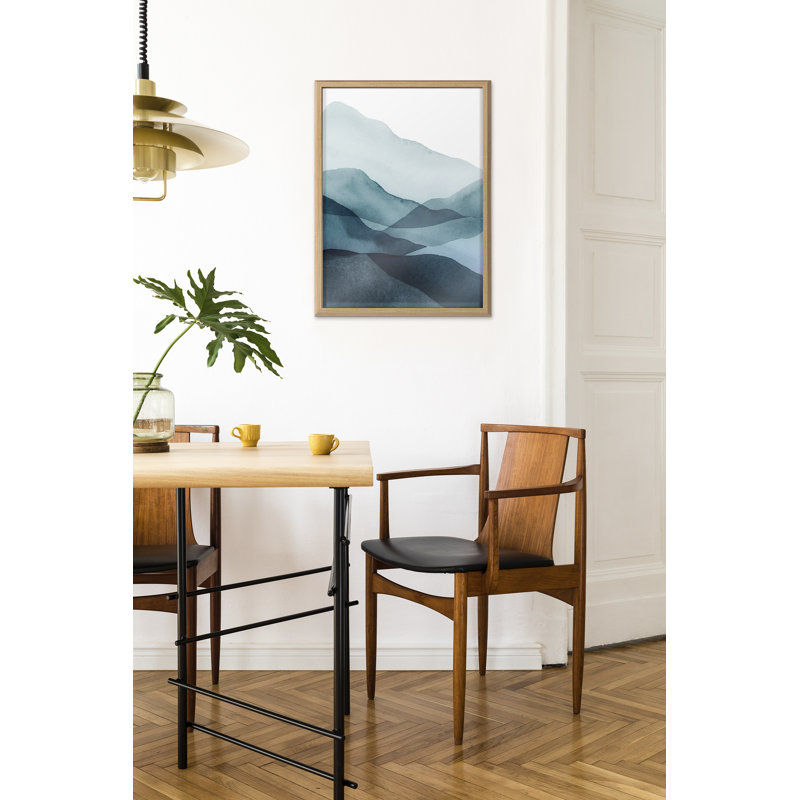 «Blue Mountain Range» par Amy Lighthall, art mural en verre encadré, Encadré naturel