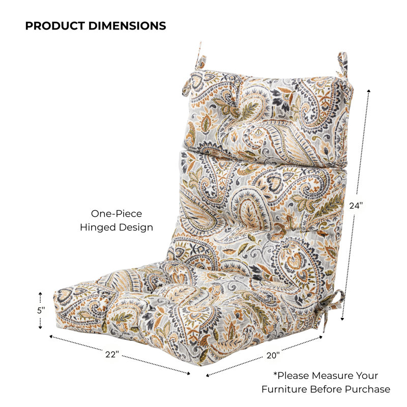 Lester Outdoor High Back Chair Cushion, Arctic Paisley, 1
