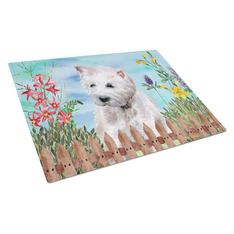 Planche à découper à ressorts en verre trempé caroline, Westie