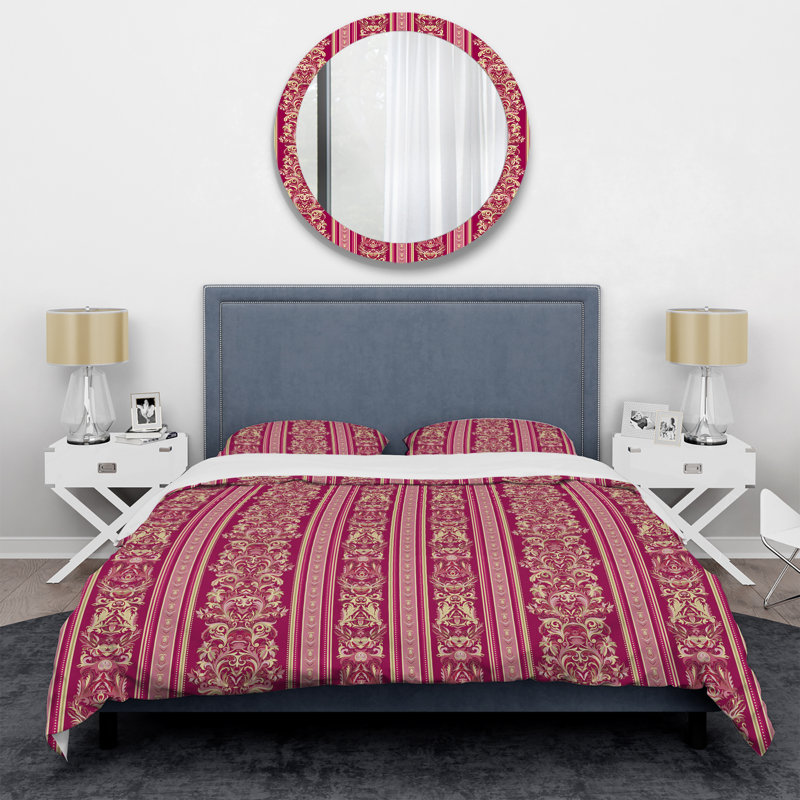 Ensemble de housse de couette en microfibre doré / mauve 3 pièces, Housse de couette double / grand + 2 taies décora