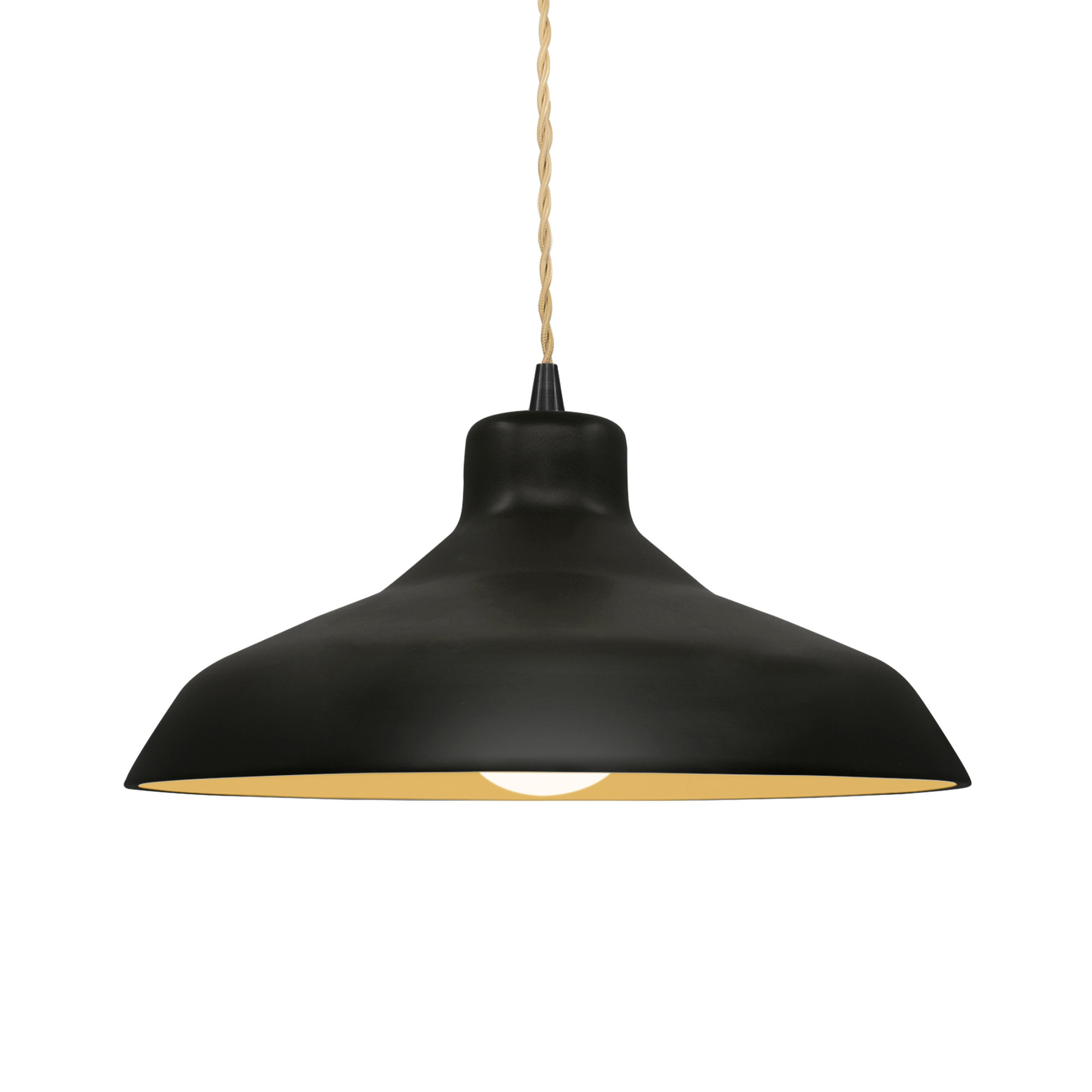 Fallon Ceramic Dimmable Pendant, Carbon Matte Black/Champagne Gold, Matte Black, 6.25" H x 13.5" W x 13.5" D