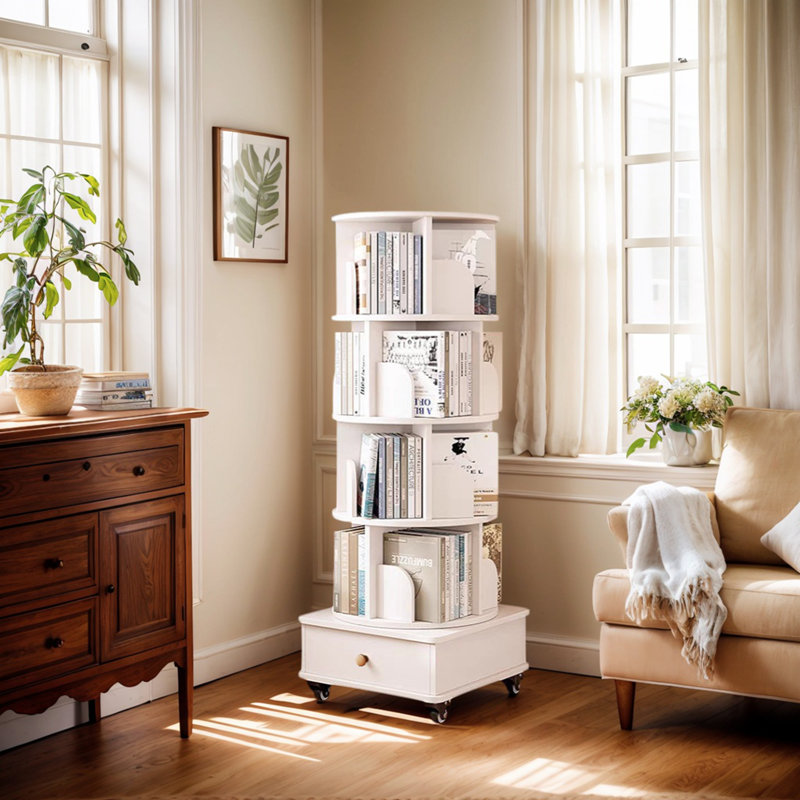 Rotating Bookshelf, White