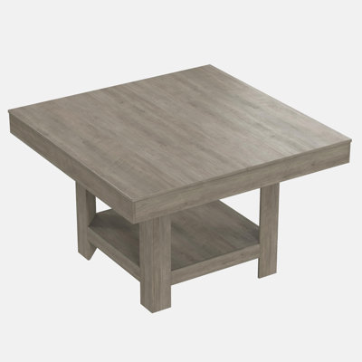 Space-Saving Square Dining Table for 4-6 – Heavy Duty, Modern Triangle Legs, 2-Tier Storage Shelf, Waterproof Wooden Surface, Compact Kitchen or Dining Room Table