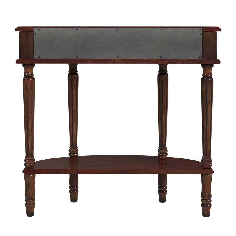 Mozart Demilune Console Table with Storage, Dark Cherry