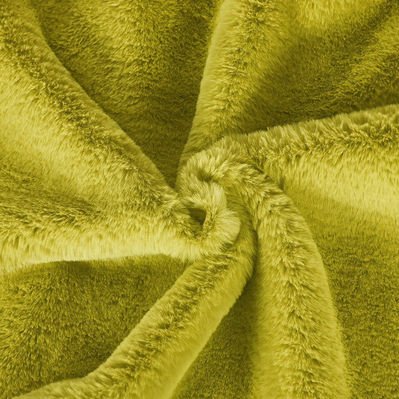  Housse de coussin carré en fausse fourrure, Cari citron