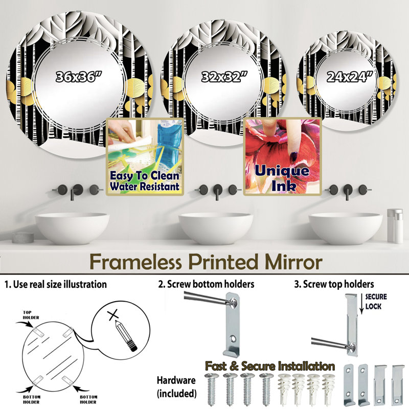 Miroir mural Wintrud, 24 po x 24 po