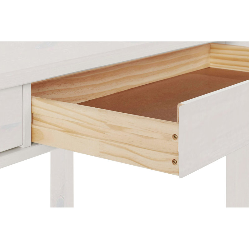 Waddell Solid Wood Writing Desk, White, White, 80cm H x 100cm W x 50cm D