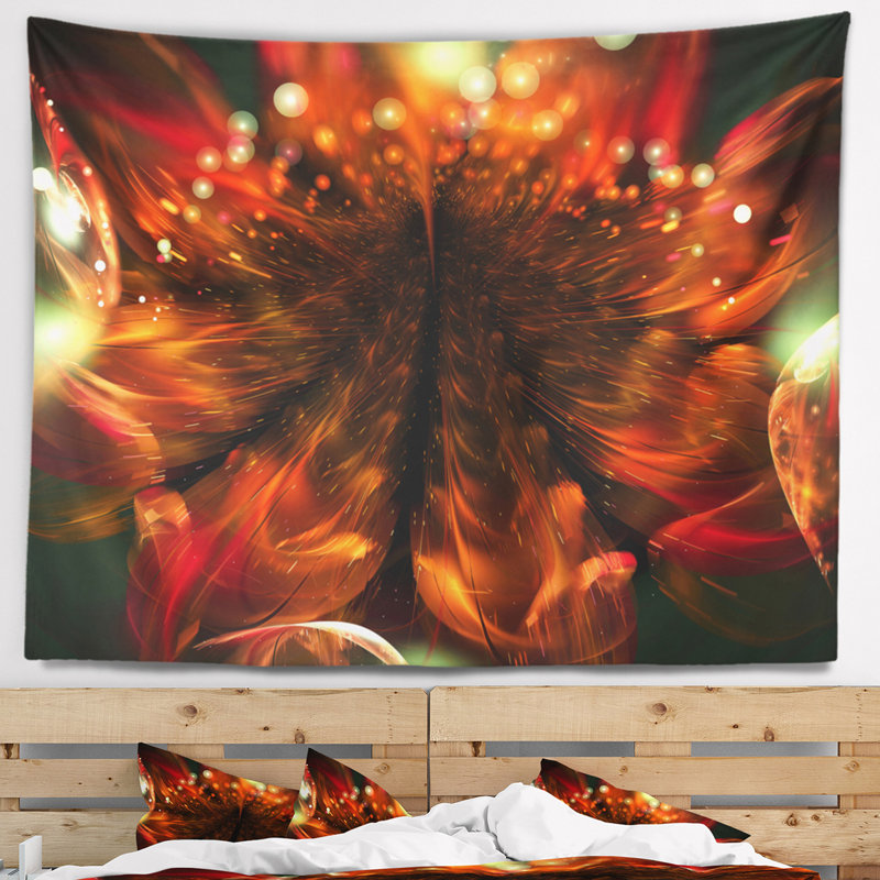 Tapisserie fleur abstraite florale, H 50 po x l 60 po