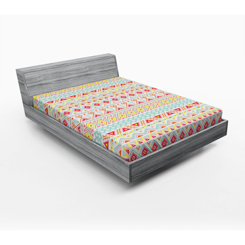 Microfiber Floral Fitted Sheet, Twin XL Fitted Sheet, Red/Yellow/White
