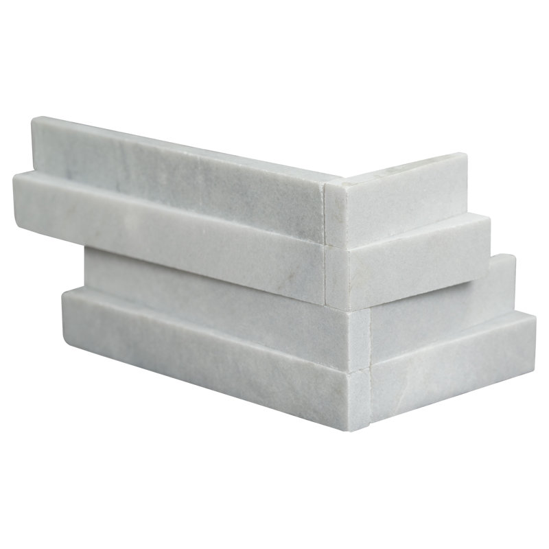 Stonecrest Celestine 6 in. x 18 in. Honed Marble Ledger Corner Wall Tile, Fog