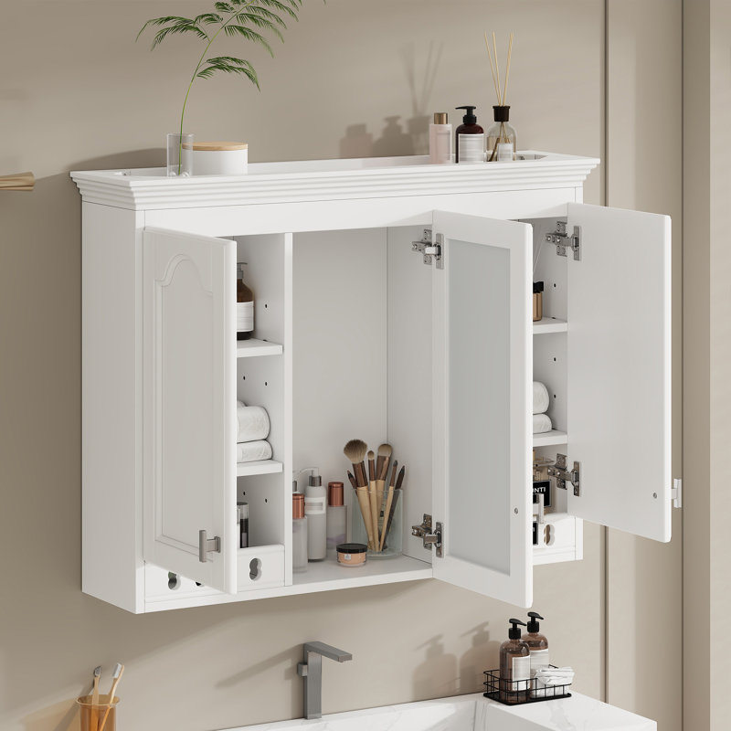Armoire à miroir murale 35 pouces tout-en-un avec tablettes réglables