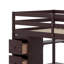 Lit mezzanine simple avec tiroirs de rangement, tablettes et escaliers-902962948