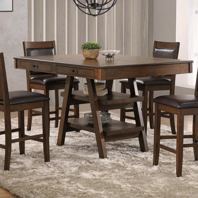 Walnut 2-Drawer Counter Height Table
