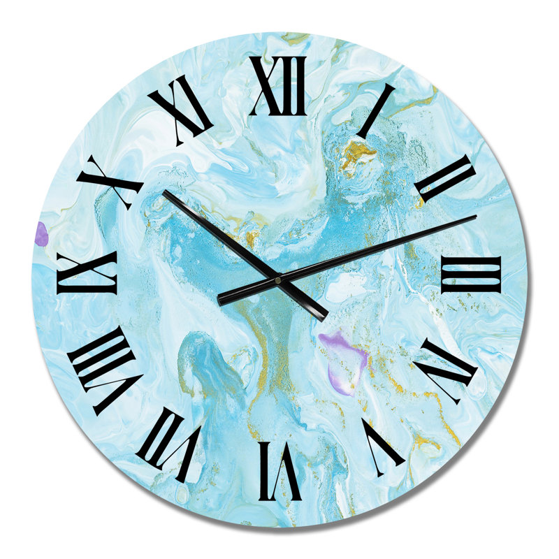 Horloge murale moderne Turquoise Marble, Petit