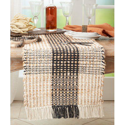 Cotton Table Runner With Checkered Design