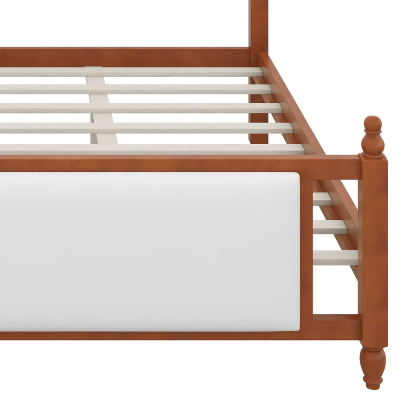 Cadre de lit rembourré avec tête et pied de lit en velours, cadre de lit en bois avec support en lattes de bois, Brown
