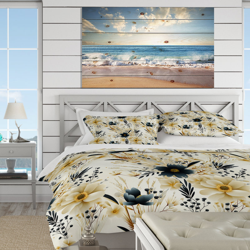 Ensemble de housse de couette à motif floral gris neutre en polyester microfibre