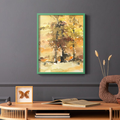 Fall Foliage Watercolor I Framed Print - Solid Wood