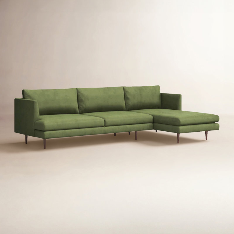 Miller Polyester Blend Sectional, Right Hand Facing, Olive Green Polyester Blend