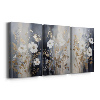 FLORAL Series CECXVII - Toile tendue avec châssis sur mesure - 3 pièces