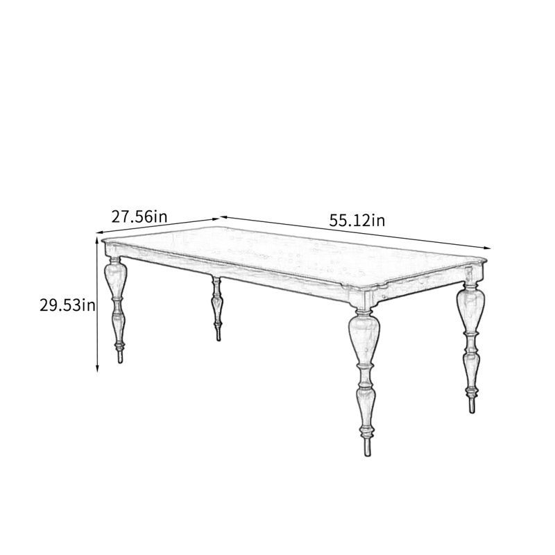 American Retro Ash Wood Dining Table., 29.53"H x 55.12"L x 27.56"W