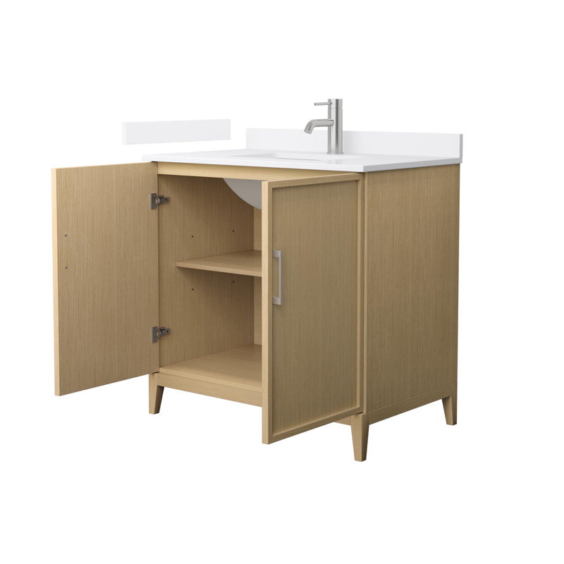 Elan 36'' W Vanity, Tan, Brushed Nickel, White Cultured Marble