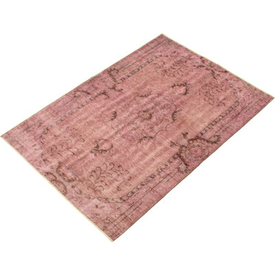 Tapis intérieur en laine 4 pi 9 po x 7 pi one-of-kind main-noué la 1980 mauve Bevin
