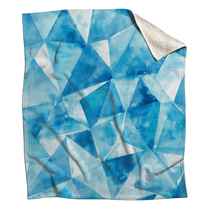 Blue Geometric Triangles Blankets, 50in W x 60in H