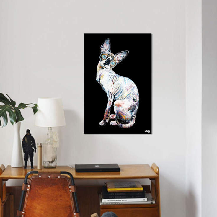 « larry, black background », impression sur toile, H 18 po x l 12 po x P 1,5 po, Pas de tapis, Toile tendue