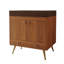 - Meuble-lavabo de style salle de bain avec surface en faux marbre, lavabo en céramique brillante, contreplaqué imperméable et base en acier inoxydable doré pour les petites salles de bain, comptoir, lavabo, rangement à double porte,-133043684