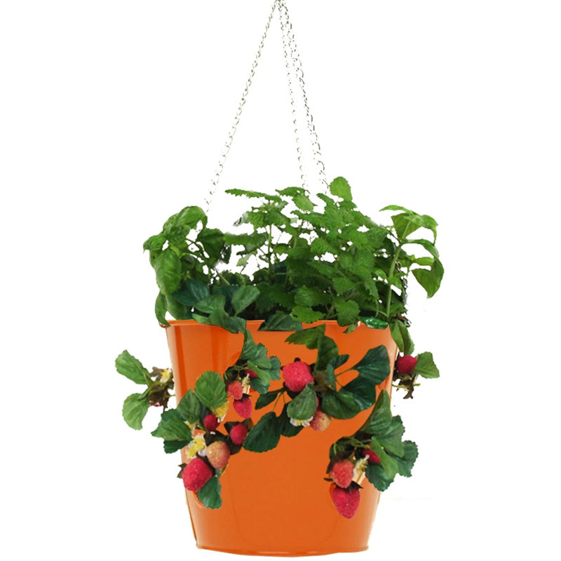 Alasdair Metal Hanging Planter, Tangerine