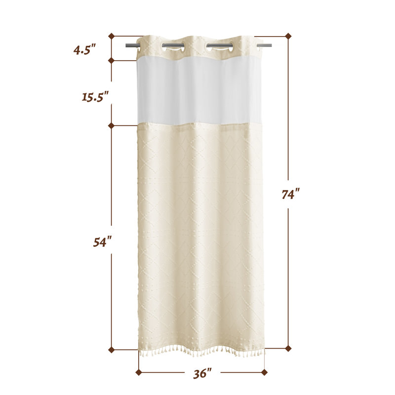 Rideau de douche Shorey, H 74 po x l 36 po, Beige clair