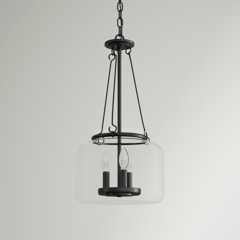Luminaire suspendu 3 lumières Savron House Akron en noir mat, Noir
