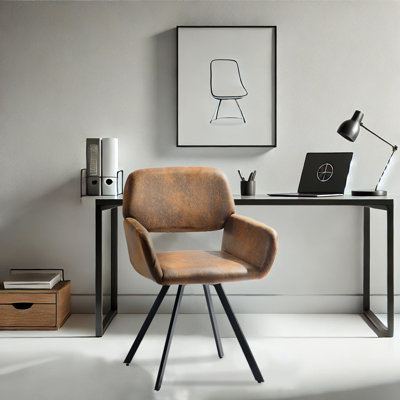 Swivel Upholstery Office Chair with Black Metal Legs for Home Office Workspace by George Oliver