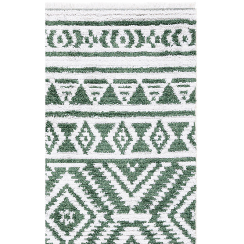 Tapis géométrique vert / ivoire Brander, Rectangle 8 pi x 10 pi