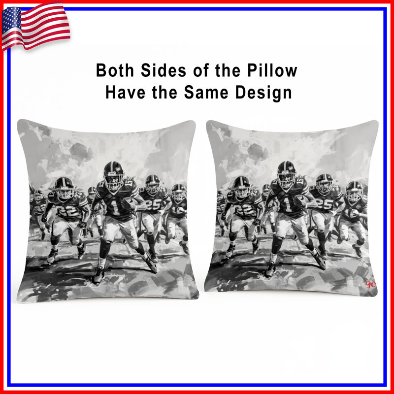 Football Players Action Double Sided Throw Pillows, 26 x 26 pouces