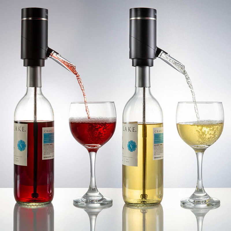 Ivation Black Electric Wine Aerator and Dispenser with Acrylic Spout