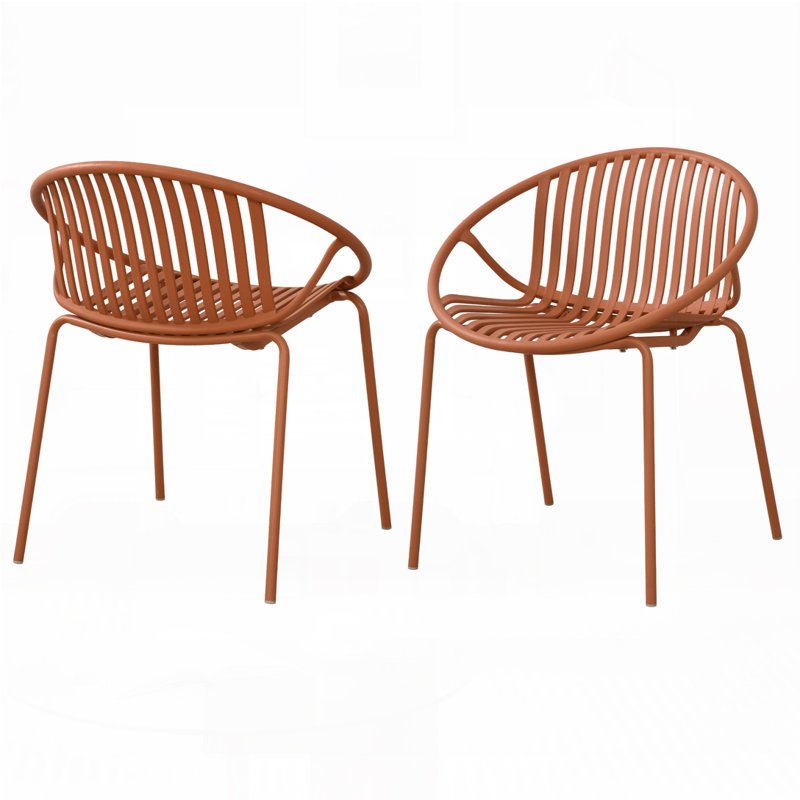 Chaise de patio pour l'extérieur, chaises de salle à manger empilables, Orange