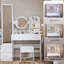 Armoire à miroir pleine grandeur + coiffeuse à miroir rond à DEL + tabouret rembourré