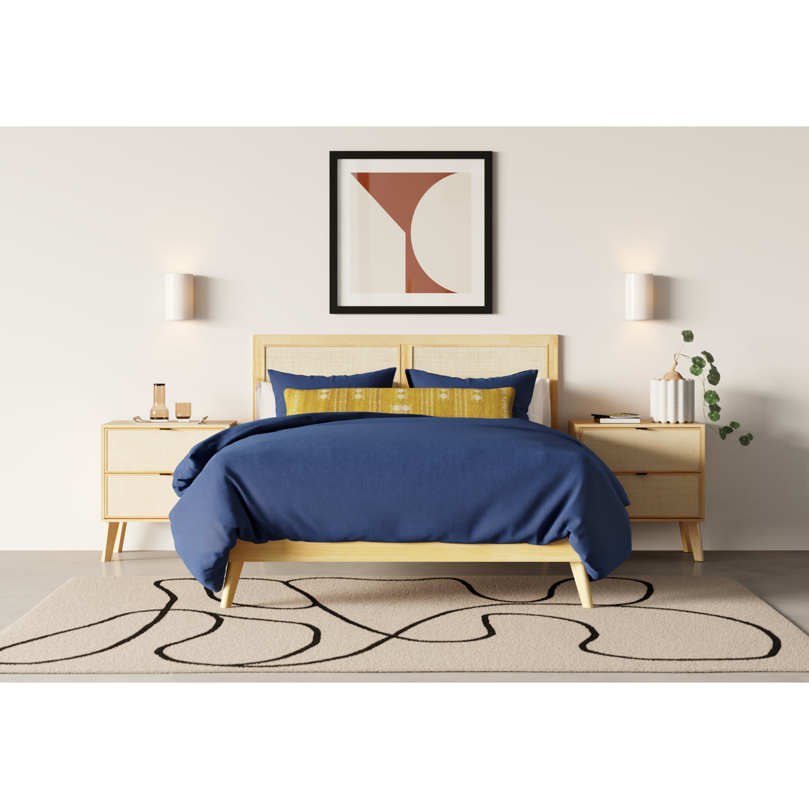 Kandice Linen Duvet Cover Set, Navy, Queen Duvet Cover + 2 Shams