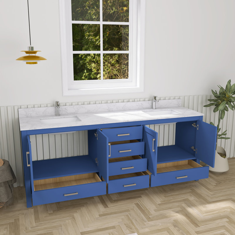 Meuble-lavabo moderne 84 po avec lavabo double 84 po, H 34 po x l 84 po x P 22 po