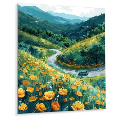 «Green Mountain Summer Flower Meadows II - Landscape Mountains», art mural salon