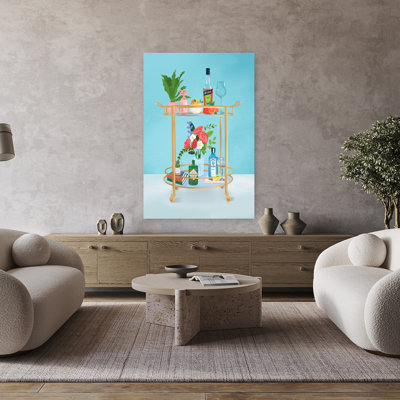Bar Cart Modern Vibrant Contemporary Plant Summer Wall Art