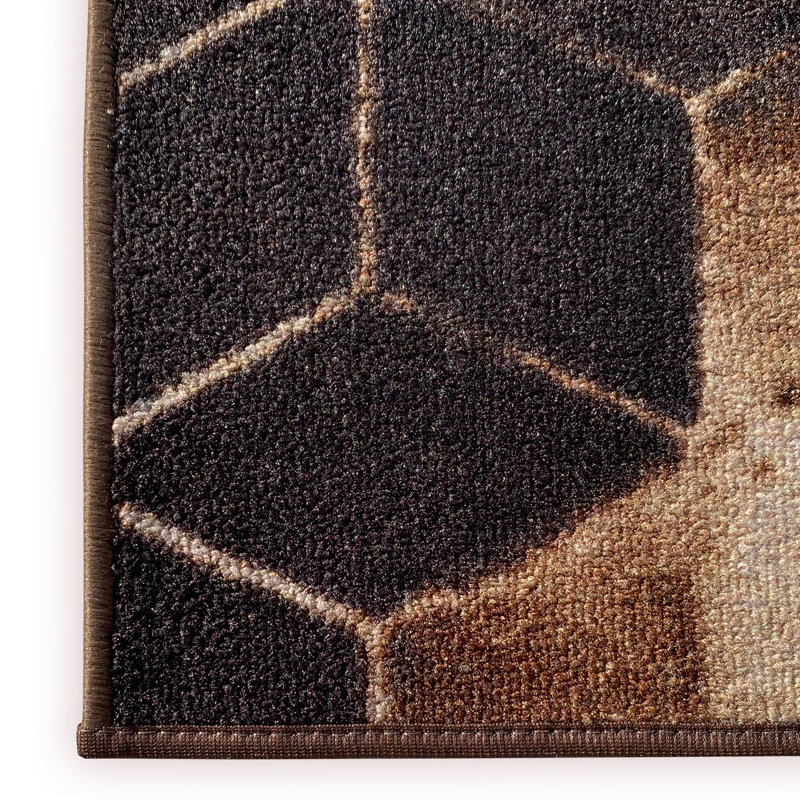 Lenita Geometric Tufted Brown Area Rug, Runner 2'7" x 23'