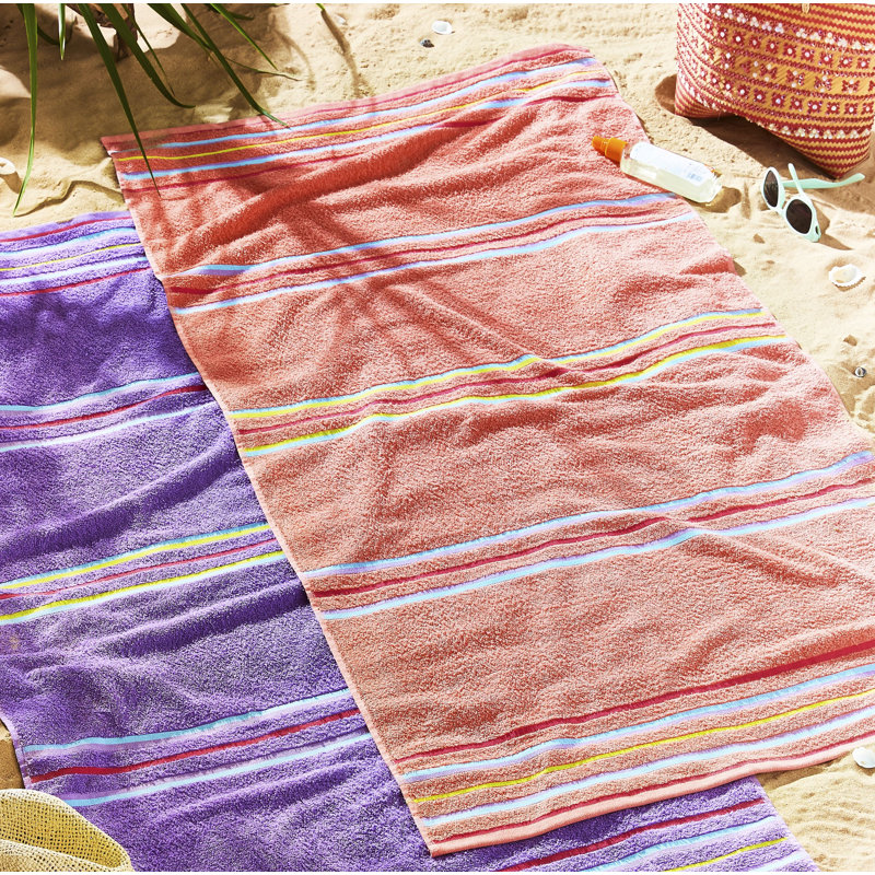 Rainbow 100% Beach Towel, Coral
