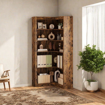 182.4cm H x 54.6cm W Corner Bookcase