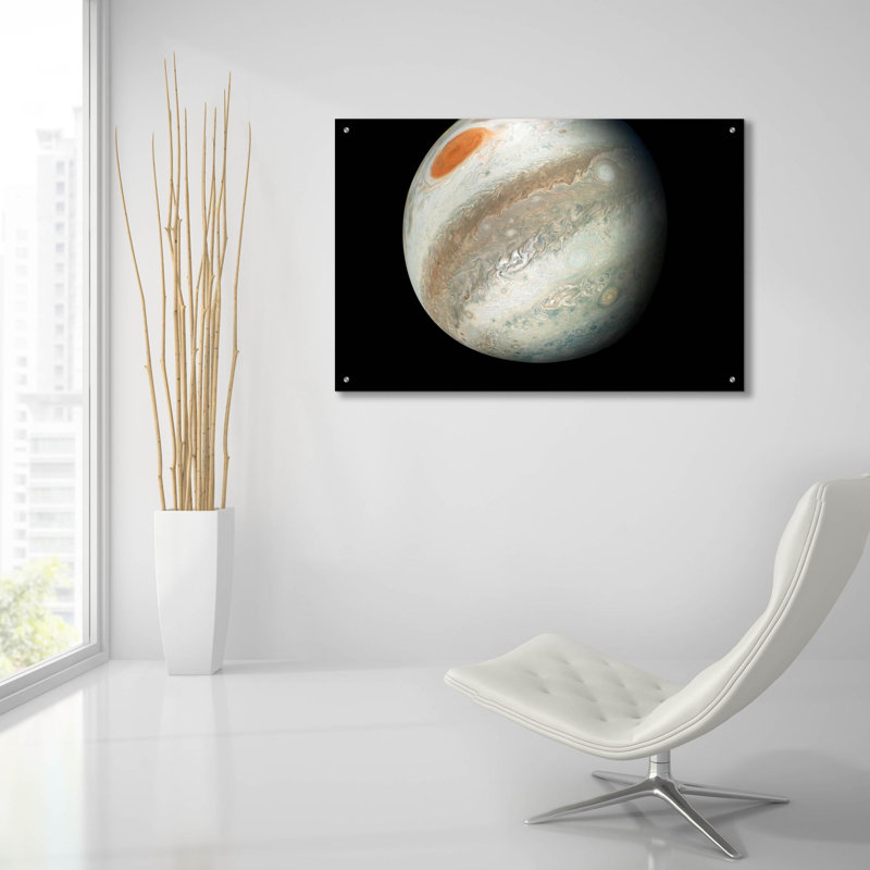 Art mural en verre épique «Jupiter-a new perspective» par la NASA, 36 po x 24 po, H 24 po x l 36 po