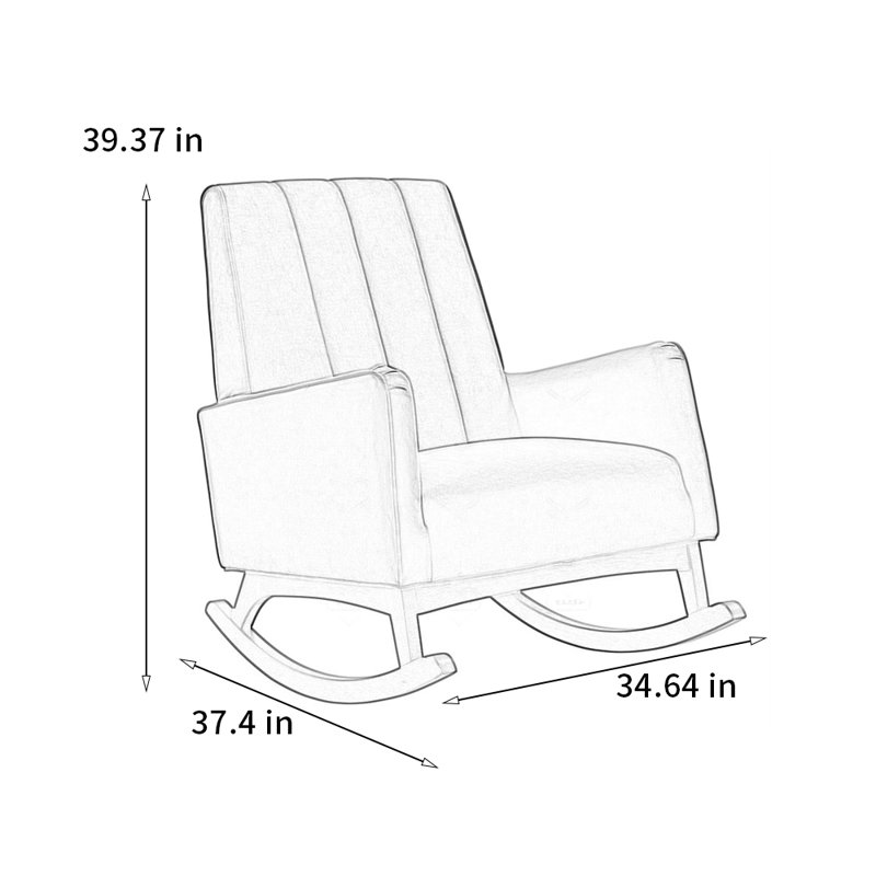 Chaise berçante simple en bois massif, Gris foncé